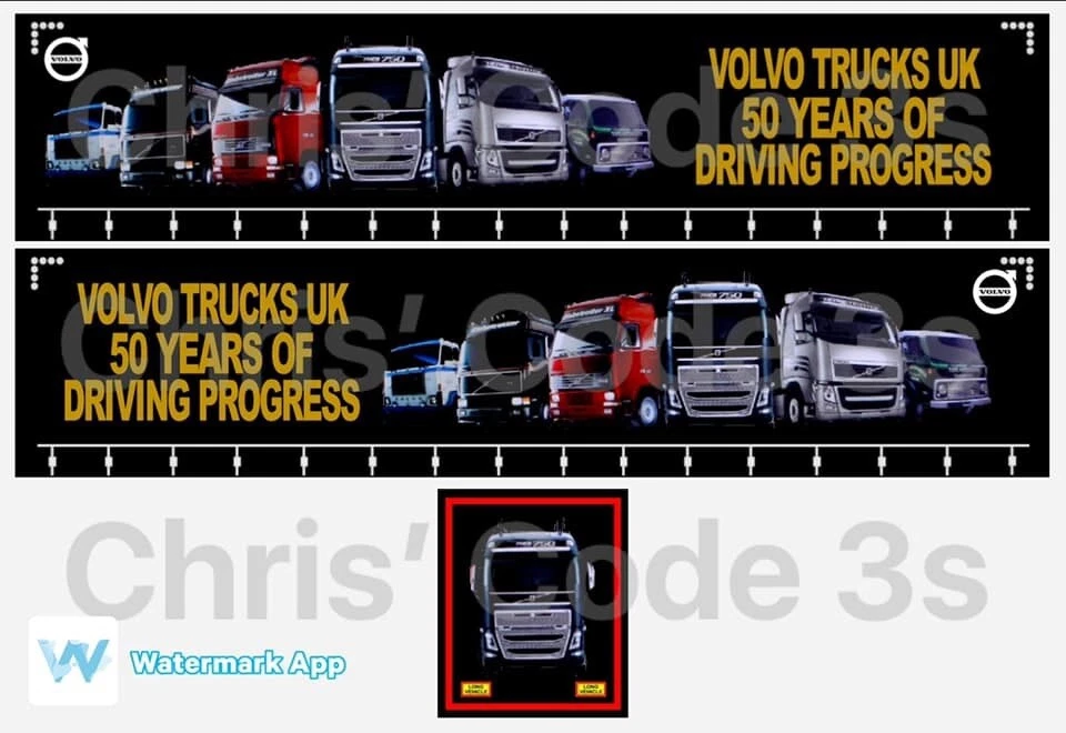 Code 3 Adhesive Vinyl Trailer Decal - Volvo 50 Years - 1/50 1/76 1/148 - Image 1 of 1