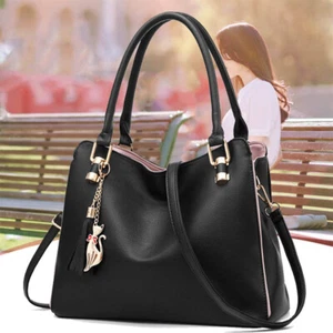 Mujeres Imitación Cuero Bolso de Hombro Bolsos de Mano Mensajero Bandolera Cartera Bolso Cartera - Imagen 1 de 17