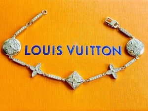 Louis Vuitton Bracelet metal Logo LV Crystal's & Silver - Picture 1 of 17
