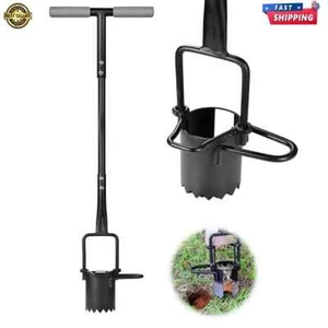 Sod Plugger Bulb Planter-Long Handle Garden Grass Plug Tool Hole Digger Serrated - Picture 1 of 10