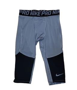 NIKE PRO 3/4 Tights COMPRESSION Size YOUTH XL Poly Spandex GRAY & BLACK - Picture 1 of 5