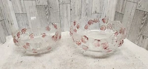 Mikasa Walther Glass Pink Rosella Florins Basket & Matching Bowl Rose - Picture 1 of 12