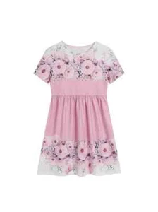 New Boutique Girls 6 Silky Soft Short Sleeve Pink Floral Dress - Picture 1 of 3