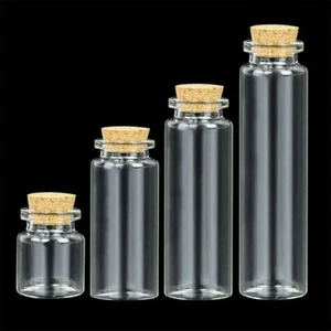 5pcs Wish Bottles Small Empty Clear Glass Vials - Holiday Wedding Home Decor NEW - Picture 1 of 13