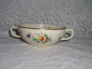Syrakus China alt Elfenbein Blumen Made in America Doppelgriff Suppe Sahne Schüssel - Bild 1 von 5