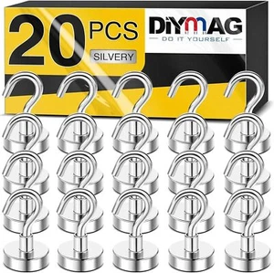 Ganchos magnéticos DIYMAG, 30 libras + ganchos de alta resistencia paquete de 20 30 libras +, plateados - Imagen 1 de 7