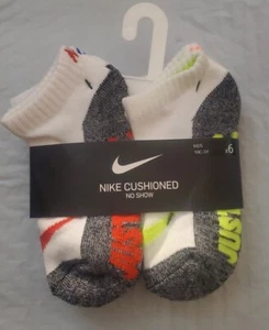 Nike Cushioned No Show Socks 6 Pairs Little Kids Muti-Color 10C-3Y Socks - Picture 1 of 2