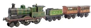 Vintage Pre-War Bing Uncommon 4-4-0 GNR clockwork Passenger train set (c.1906) - Picture 1 of 6