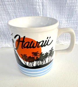 Vintage Hawaii Orange Sonnenuntergang Becher Palmen Souvenir Kaffeetasse Made In Japan - Bild 1 von 12