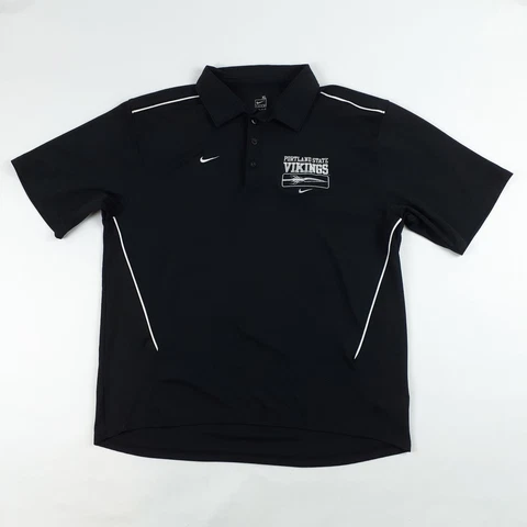 Nike Fit Dry Team Shirt Mens Extra Large Black Polo Portland State Vikings NCAA Cover