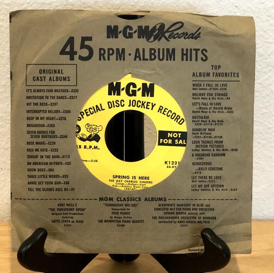 VINTAGE 1955 MGM PROMO RAY CHARLES SINGERS "SPRING IS HERE" 45 RPM RECORD - Image 1 of 4