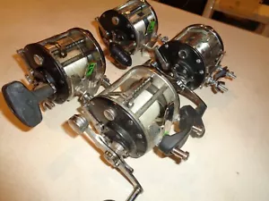 4 Penn 209 Levelwind Fishing Reels, Black Side Plates, Black Swirl Handles, RH, - Picture 1 of 11