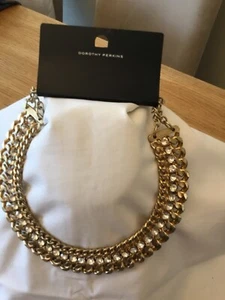 **DOROTHY PERKINS** LADIES NEW NECKLACE IN GOLD WITH DIAMANTE STONES AS £25.00 - Picture 1 of 4