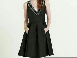 NUEVO Vestido Kate Spade Seda/Algodón Dabney Negro Adornado Talla 8 Orig. $445 - Imagen 1 de 3