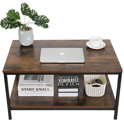 Rustic Wood Coffee Table Rectangular Coffee Table with Storage Shelf Durable 31" - Image 1 of 4