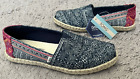 Chaussures plates pour femmes neuves TOMS Alpargata corde indigo florale imprimé hmong taille 7,5