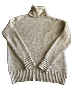 LOGG by H&M Sweater Women Small Beige Knit Wool Alpaca Blend Pullover Turtleneck - Picture 1 of 9