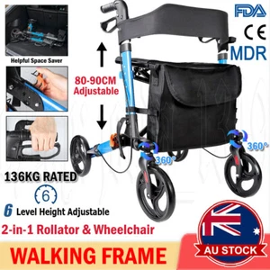 Adult Lightweight Folding Mobility Walking frame Rollator Seat Walker 4 Wheels - Picture 1 of 12