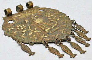 Antique Brass Horse Jewellery Pendant Original Old Fine Hand Crafted Embossed - Picture 1 of 7