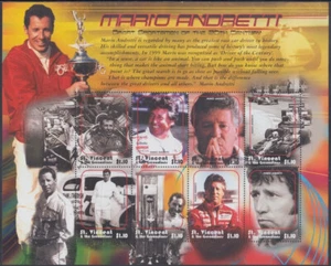 ST VINCENT Sc #2799a-h CPL MNH SHEETLET of 8 DIFF - MARIO ANDRETTI FORMULA 1 - Picture 1 of 1