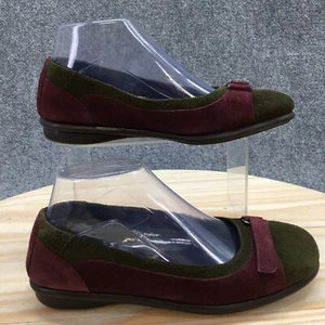Aerosoles Shoes Womens 7.5 B Pajama Casual Slip Ons Flats Burgundy Green Suede - Picture 1 of 18