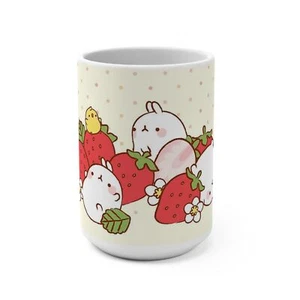 Süßer Molang & PiuPiu Erdbeere Becher 15 Unzen, Kawaii Kaffeetasse, süßes Kawaii Geschenk - Bild 1 von 5