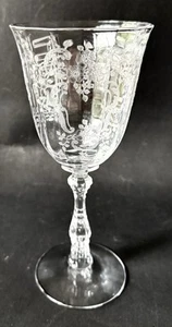 FOSTORIA Etched Crystal * Meadow Rose * Wine Goblet Glass 7 5/8 tall - Picture 1 of 4