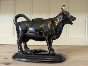 Antique Staffordshire Black Cow Creamer 20cm X 14cm Excellent Condition With Lid - Picture 1 of 21