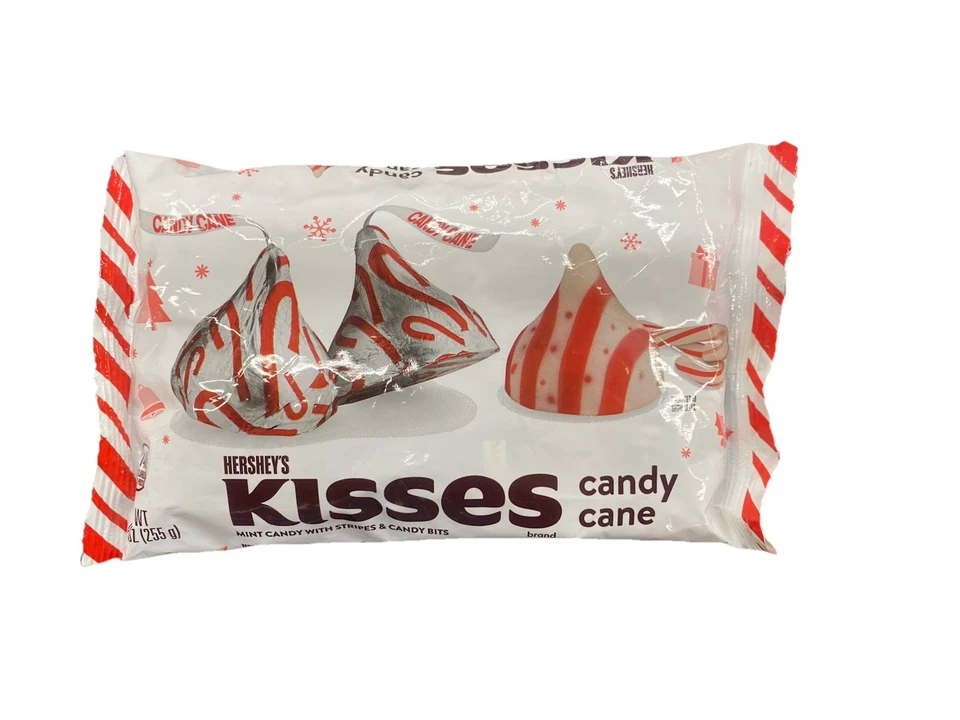 EDIÇÃO LIMITADA HERSHEY'S KISSES BENGALA DOCE SABOR DOCES DE NATAL BOLSA DE 9 OZ - Imagem 1 de 3