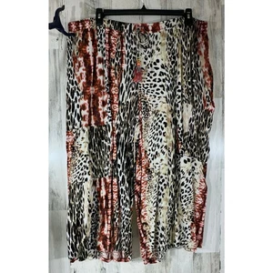 Melissa Paige Cropped Pants Sz 3X Animal Prints Wide Leg Elastic Waist High Rise - Picture 1 of 10