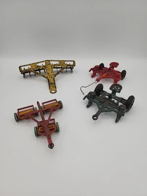 Vintage Tractor Implement Lot 4 Pcs Arcade, Marx, Dinky Toys - Cast Iron Pressed - Image 1 of 4