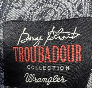 George Straight Troubadour Wrangler Collection Gray & Black Long Pearl Snap Sz L - Picture 1 of 17