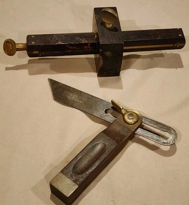 Vintage Stanley Sliding 6” T Bevel & Marking Mortise Gauge Rosewood & Brass USA - Image 1 of 4