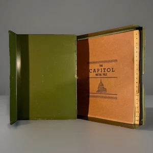 Vintage Capitol Metal File Box Industrial Storage MCM Green Dividers Folder - Picture 1 of 19