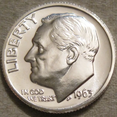 SELLING AS SHOWN - 1963 PROOF ROOSEVELT DIME *** 90% SILVER *** 407 - Image 1 of 4