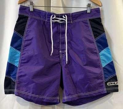 Vintage 90s Tommy Hilfiger Swim Trunks Board Short Purple Blue Large - Image 1 of 4