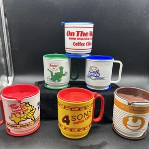 Lot VTG 6 Mixed Gas Oil Station Sinclair Travel Cup Mug Coffee Mini Mart Trucker - Picture 1 of 8