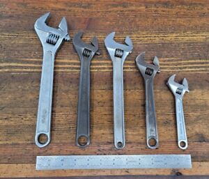 VINTAGE Tools Adjustable WRENCH Lot • Mechanics Automotive Wrenches Size-Set ☆