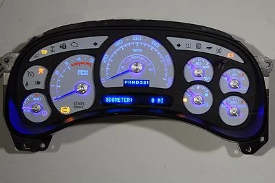 03 04 05 REBUILT CUSTOM WHITE GAUGE DURAMAX DIESEL BLUE LED COMPLETE CLUSTER BS - Image 1 of 4