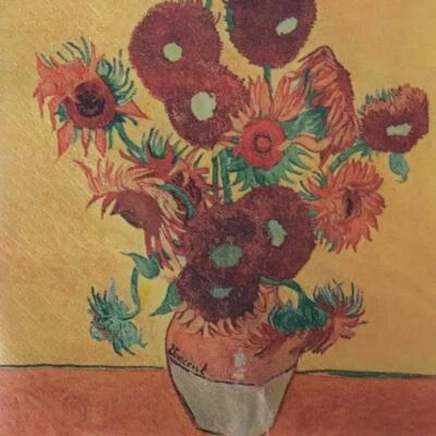 PAPER NAPKINS / SERVIETTES PACK OF 20 VAN GOGH SUNFLOWERS IN A VASE  3PLY - image 1 of 2