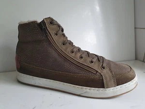 BULLBOXER DESIGNER UK 7 EU 40 MENS KHAKI GREY LEATHER ZIP LACE ANKLE BOOTS SHOES - Picture 1 of 16
