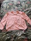 Ladies Vintage Coral Italian Puccini Peter Pan Collar Button Down Blouse Size 14