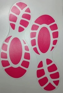 Lote de 6 pares (12 impresiones de zapatos) calcomanías de pared de piso rosa brillante extraíbles - Imagen 1 de 5