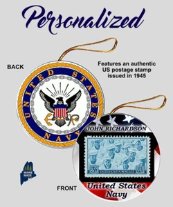 PERSONALIZED US NAVY Christmas Ornament - Collectible Gift Naval Veteran USN - Picture 1 of 1