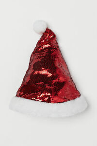 CHRISTMAS Santa Hat Festive Reversible Sequin Red & Gold Flippy Adult