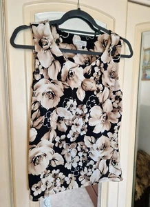 TAHARI ARTHUR S LEVINE Pretty Floral Top Size 4/UK 12 Sleeveless Smart Office - Picture 1 of 10
