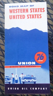 1956 United States Western U.S.  road map Union 76 oil gas route 66 - Image 1 of 4