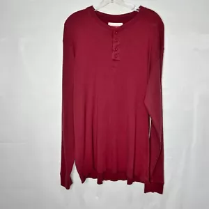 Levi’s Men’s Henley Shirt sz XL Maroon Long Sleeves 100% Cotton T-Shirt Top - Picture 1 of 8