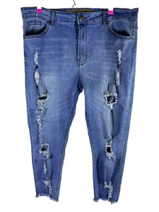 Vip jeans womens 24 blue distressed fringed bottom jeans2233 - Picture 1 of 17