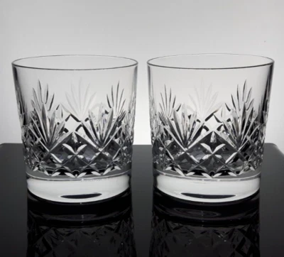 Edinburgh Jura - 2x Cut Crystal 8.5cm / 250ml Whisky Tumbler Glasses - Signed - Image 1 of 4